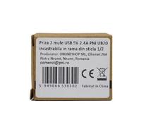 Prise USB double PNI UB20, 5V, 2,4A, modulaire, encastrable, type F 1/2, pour cadre en verre RM101W, RM202W