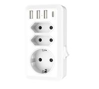 Prise USB Prise Multiple 7 en 1 avec 3 USB et 1 Port Type-C Adaptateur de Prise multiprises 3 Voies (2 Prises Euro et 1 Schuko)