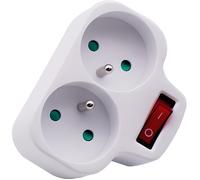 Prise - VELAMP - Biplite française 2P+T 16A - Interrupteur lumineux - Blanc - Intérieur