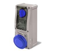 Prise verrouillée verticale avec porte-fusible 32A 2P+T - BLEU