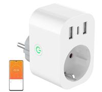 Prise Wi-Fi avec USB - Prise Wi-Fi avec commande vocale via Alexa et Google Home, appareil de charge USB, mesure de la consommation d'énergie, contrôle à distance de l'application Smart Life, compteur