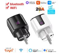 Prise WiFi 20A avec surveillance de l'alimentation, prise intelligente Tuya ue, minuterie, verrouillage pour enfant, Google Home, Alice SmartThings, Alexa 5PCS white