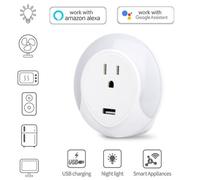 prise WiFi avec veilleuse LED, prise US intelligente, synchronisation, télécommande, commande vocale pour Alexa Google Home