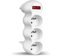 Prises Électriques avec Interrupteur,Extrastar Multiprise 3 en 1 Murale Fiche,Idéal pour Chambre Bureau Domicile,16A,230V,Blanc