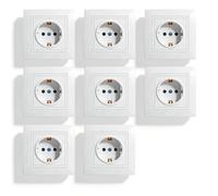 Prises Électriques Encastrables 8 Pièces, Prise Électrique Murale 1 Module, Prise de Courant Murale, IP20, 220-250 V, Résistante au Feu, Blanche, Pour Salon, Cuisine, Bureau