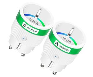 Prises intelligentes Nous A8M Smart Matter, Wi-Fi, suivi de la consommation d'énergie,vocale, 16 A, 220-240 V - Contenu du lot : lot de 2