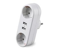 Prises plates 4 en 1 avec USB, 4 en 1 Prise multiple, avec 3 prises Schuko et 2 USB, pour prises 16 A, multiprise murale pour maison, bureau, cuisine