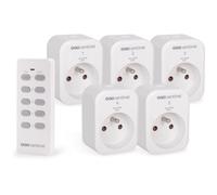 SCS Sentinel, HCN0079, Kit de 5 Prises Télécommandées avec 1 Télécommande, ControlPower x5, Portée 30m, Prise Domotique d'Intérieur pour Appareils Électriques et Luminaires,10A, 2300W, Blanc