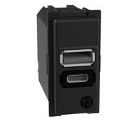 Prises USB-A + USB-C Bticino Living Now 15W 1 module noir - K4191AC