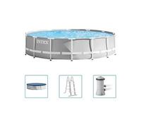 Piscine Intex Prism Frame Ø427 x 107 cm - Gris - Filtre à cartouche - Hors-sol - Tubulaire
