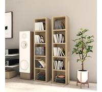 prissent Étagères porte-CD 2 pièces chêne Sonoma 21 x 16 x 93,5 cm en aggloméré Bibliothèque en bois Bibliothèque étroite et haute étagère haut et étroit meuble de salon meuble meuble meuble porte CD