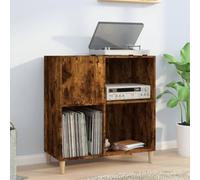 Prissent Meuble à disques en chêne fumé - Étagère à bibliothèque multifonction pour CD et vinyles - Meuble étroit pour TV et salon - 84,5 x 38 x 89 cm en bois multicouche