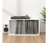Prissent Récipient pour Vinyles Blanc Brillant 71 x 34 x 36 cm en Multicouche, Meuble Basse, Porte-CD, Armoire Peu Encombrante pour Salon