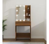 prissent Table de maquillage avec LED 60 x 40 x 140 cm Side Cabinet de toilette moderne, console de maquillage, haute mobile, poste de maquillage, table de maquillage, bois multicouche, acrylique