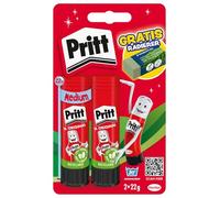 Pritt - Bâton de Colle BTS Promotionnel, Lot de 2 Bâtons de Colle Medium 22 g et une Gomme, Colle Sûre et Adaptée aux Enfants pour les Loisirs Créatifs, le Bricolage et l'École