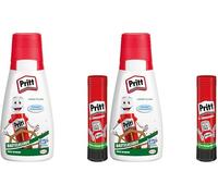 Pritt Colle de bricolage, colle universelle à séchage transparent pour la maison, l'école ou le bureau, colle de bricolage blanche pour enfants, 1 flacon de 100 g et 1 Bâton de colle Pritt de 11 g