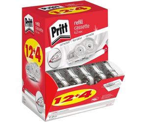 Pritt lot de 16 recharges pour roller de correction rechargeable, roller de correction pour effacer et corriger, embout flexible & réécriture immédiate, rechargement facile pour éviter le gaspillage