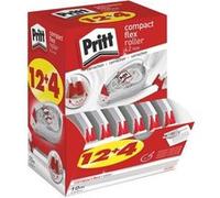 Pritt Roller de correction Compact Flex 4,2mm x 10m Translucide - Pack de 12 + 4 OFFERTS