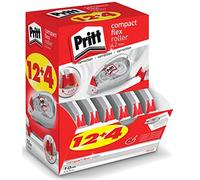 Pritt Roller de correction Compact Flex 4,2mm x 10m Translucide - Pack de 12 + 4 OFFERTS