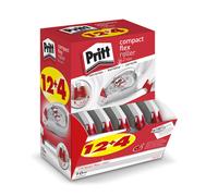 Pritt Roller de correction Compact Flex 4,2mm x 10m Translucide - Pack de 12 + 4 OFFERTS