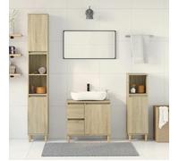 Prix bas - Ensemble de meubles de salle de bain - 3 pcs - Armoire Colonne de bain - chêne sonoma （658100515970)