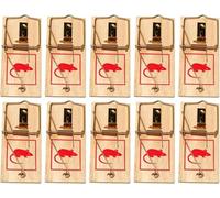Prleqpro Lot de 10 Pièges à Souris en Bois Réutilisables, sans Plastique, Grande Puissance de Frappe pour Éliminer Souris & Rats, Solution Écologique et Efficace pour Maison, Jardin, Garage, Bureau