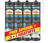 PRO 100, Colle Acrylique de fixation, 3 Cartouches +1 Gratuite, 380g Colle de fixation jusqu'à 100kg/m², Repositionnable 5-10 min