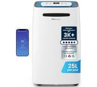 Pro Breeze Déshumidificateur Compresseur 25L/jour pour pièces jusqu'à 53 m² - 4 modes, Sèche-linge, Drainage continu, Minuterie 24h, Grand Réservoir 5,5L - Contre l'humidité, la moisissure