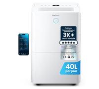 Pro Breeze Déshumidificateur D Air Compresseur Intelligent 40L/Jour, Réservoir 5,3L, Contrôle App, Séchage du linge & Absorbeur d'Humidité Automatique - Anti humidité, Moisissures & Condensation