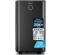 Pro Breeze OmniDry Déshumidificateur Compresseur Intelligent 12L/Jour, Réservoir 2L, Minuterie 24h, Séchage du Linge - Absorbeur d’humidité Automatique, élimine Moisissures & Condensation