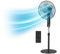 Pro Breeze Ventilateur sur pied de 16" avec télécommande et écran LED - 4 modes de fonctionnement - Oscillation à 80° - Hauteur réglable et tête pivotante - Parfait pour la maison, le bureau et la