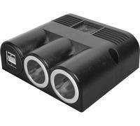 Pro Car 65031 Prise de courant triple en saillie, noir - 2 prises de courant + 1 double prise USB