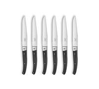 LOU LAGUIOLE - Coffret de 6 couteaux steak avec lame microdentée - Pro - Acier inoxydable 5Cr15MoV, Finition Brillante - Longueur 232 mm - Lame 115 mm - Noir