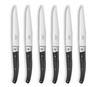 LOU LAGUIOLE - Coffret de 6 couteaux steak avec lame microdentée - Pro - Acier inoxydable 5Cr15MoV, Finition Brillante - Longueur 232 mm - Lame 115 mm - Noir