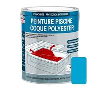 PRO COM Peinture piscine coque polyester et béton, peinture piscine polyuréthane étanche et souple 3 Kg