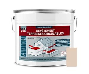 PRO COM Peinture, résine d'étanchéité imperméabilisation terrasse circulable, balcon, sols extérieurs, béton, plusieurs coloris 10 litres