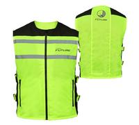 PRO FUTURE Nouveau Hommes Gilet Haute Visibilité Réfléchissant Fluo Sécurité Moto Auto Vélo Fluo