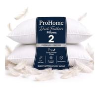 Pro Home Oreillers en plumes et duvet de canard 1200 g/m² - Oreiller confortable et luxueux en duvet de canard avec housse en coton - Hypoallergénique - Qualité hôtelière - Taille standard britannique