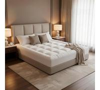 Pro Home Surmatelas lit double 1400 g/m² épais hypoallergénique ferme microfibre douce respirant lavable sangles de sécurité
