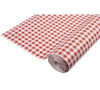 Pro Nappe - Réf R482570I - Nappe jetable papier damassé en rouleau 25 m de long X 1,20 m de large - Couleur vichy rouge - En papier damassé