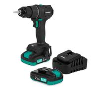 VONROC PRO Perceuse sans fil 20 V - 40 Nm - Moteur sans balais - 17 réglages de couple + mode perceuse - Avec 2 batteries 2,0 Ah, chargeur et 46 accessoires dans un coffret haut de gamme