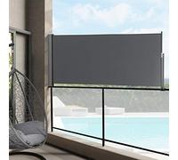 pro.tec Brise-Vue pour Balcon Terrasse Jardin Store Latéral Pare-Soleil Protection Intempéries UV Vie Privée Acier Polyester 140 x 300 cm Gris