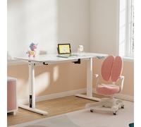 pro.tec] Bureau Électrique à Hauteur Réglable pour Enfants Assis Debout Rectangulaire Table d'Étude avec Crochet Panneau de Particules Acier 120 x 60 cm Blanc
