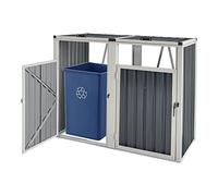 pro.tec Cache Poubelle Solide Abri Extérieur pour 2 Conteneurs à Ordures et Déchets de 240 L Portes à Poignée Acier Galvanisé Plastique 121 x 146 x 82 cm Gris Anthracite