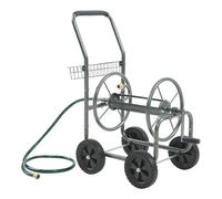 pro.tec Enrouleur de Tuyau d'Arrosage Dévidoir Chariot sur Roues 3/4 Pouce Capacité jusqu'à 65 m avec Manivelle Raccord Pivotant à 90° Confortable Acier 84 x 48 x 93 cm Gris