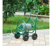pro.tec Enrouleur de Tuyau de Jardin pour Tuyau 3/4 Pouce jusqu'à 70 m avec 4 Roues et Poignée Enroulable avec Manivelle Mtal PP PU 86 x 44 x 95 cm Vert Noir