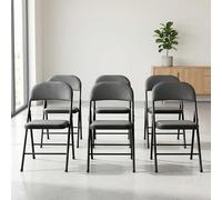 pro.tec Lot de 6 Chaise de Bureau Chaise de Conférence Chaise de Salon Pliante Chaise Visiteur Rembourrée Similicuir Métal 46 cm x 80 cm x 50 cm