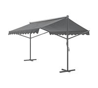 pro.tec Store Banne Autoportant Double Pente à Manivelle pour Terrasse et Jardin Polyester Revêtement PU Aluminium Acier Laqué 500 x 300 x 260 cm Gris Foncé
