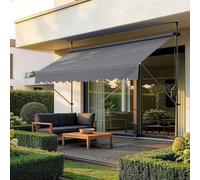 pro.tec Store Banne Manuel Rétractable pour Terrasse Marquise Soleil de Balcon Auvent Téléscopique Hauteur et Inclinaison Réglable sans Perçage Acier Polyester 200 x 120 x 220-309 cm Gris Ardoise