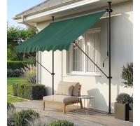 pro.tec Store Banne Manuel Rétractable pour Terrasse Marquise Soleil de Balcon Auvent Téléscopique Hauteur et Inclinaison Réglable sans Perçage Acier Polyester 150 x 120 x 220-309 cm Vert Foncé